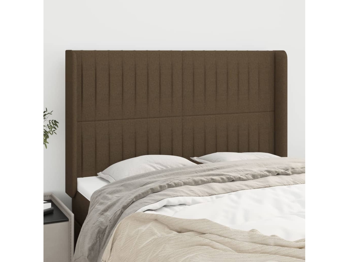 Cabecero Con Orejas De Tela Gris Claro 147x16x118/128 Cm