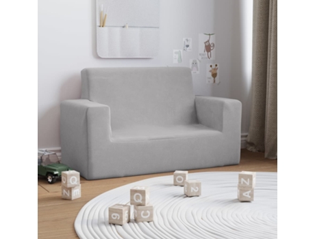 MAISON EXCLUSIVE - Sofá para niños de 2 plazas felpa suave gris claro