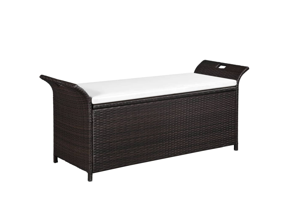 Lovely Home Banco de Ordenación con Cojín 138 Cm Mimbre Pe Marrón