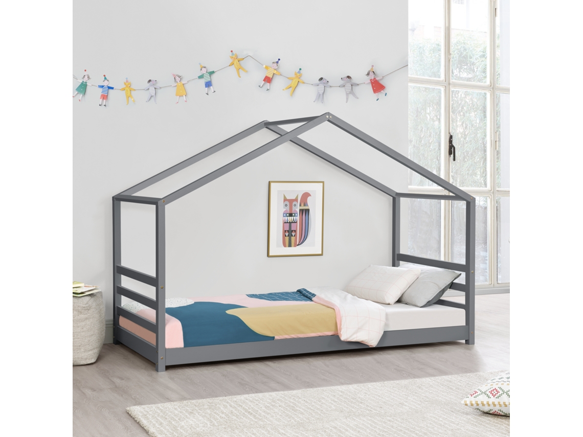 Estructura de Cama Infantil [EN.CASA] (Gris - Madera - 90 x 200 cm)