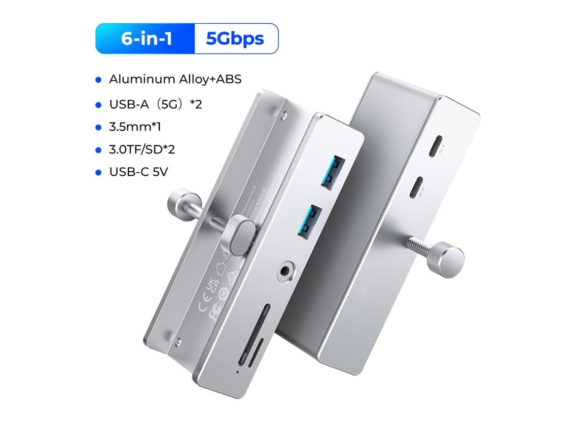 Estación de acoplamiento con concentrador USB 3.2 de 5 Gbps de Yizhood, 5 puertos, transmisión de alta velocidad, tarjeta SD TF, color blanco