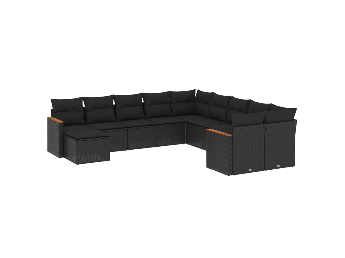 Maison Exclusive - Set De Sofás De Jardín 11 Pzas Y Cojines Ratán Sintético Negro