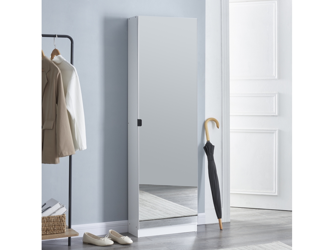 Zapatero Meura con 5 bolsos para calzados aglomerado y textil 160 x 48 x 20 cm Blanco [EN.CASA]