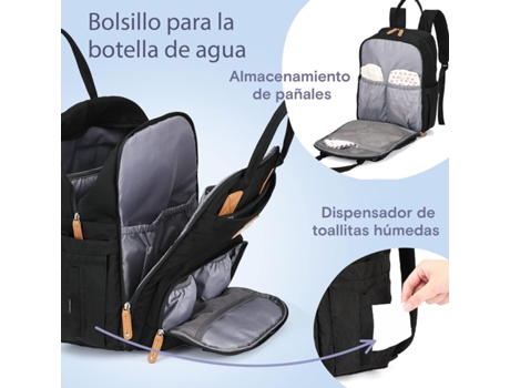 RUVALINO Mochila Porta Pañales Mochila Grande para Pañales Con Bolsa Multifuncional para El Bebé Y Cambiador Móvil Portachupetes para Mamá Y Papá...