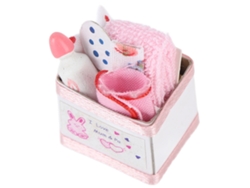 Bonita Caja De Juguetes Miniatura Rosa Para Bebé Con Accesorios Para Casa De Muñecas 1/12