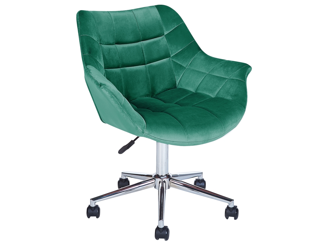 Silla de oficina BELIANI Labelle de Terciopelo Verde 62x62x95