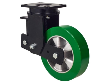 Rueda giratora placa 10hlsb200-augb suspension aluminio-poliur.verde bolas ALEX