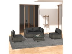 Conjunto de jardín de 5 piezas con cojines, ratán gris, DKD Home Decor