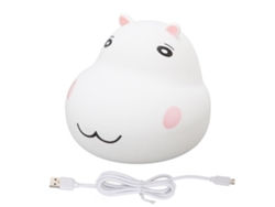 Lámpara de noche de silicona con forma de hipopótamo, modelo 2026, con 8 LED, batería recargable de 5 V y 2000 mAh vía USB, ideal para niños y guarderías.