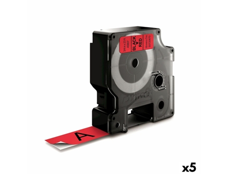 Cinta Laminada Para Etiquetadora DYMO D1 (Rojo Y Negro - 5 Unidades - 19Mm)