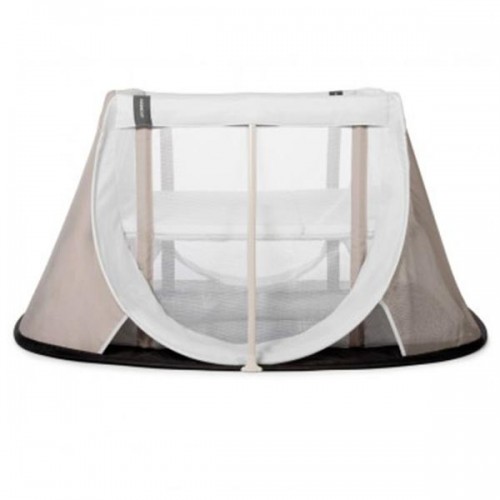 Cuna De Viaje para bebé aeromoov plegable configurable dos alturas y bolsa transporte color arena aerosleep en beis