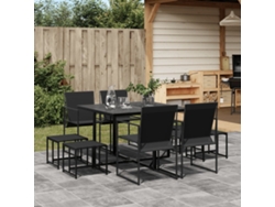 9 Piezas Conjunto De Jantar Para Jardim Textilene Preto Dkd Home Decor