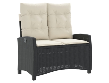 Sillón reclinable de jardín VIDAXL con cojines ratán sintético negro