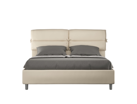 Cama Doble Queen Size con Plataforma Tapizada NandyITYHOME (160 x 210 cm - Paneles de Melamina y Piel Sintética)