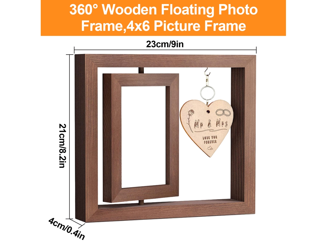 Marco de amor romántico, regalo de aniversario personalizado para él, su novio o novia, marco de fotos de madera de doble cara con colgante en forma d EIOORORRIY