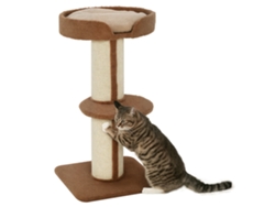 Rascador para gatos, 91 cm de alto, 3 niveles, con nido, plataforma y poste de sisal, 45x45x91 cm, marrón claro.