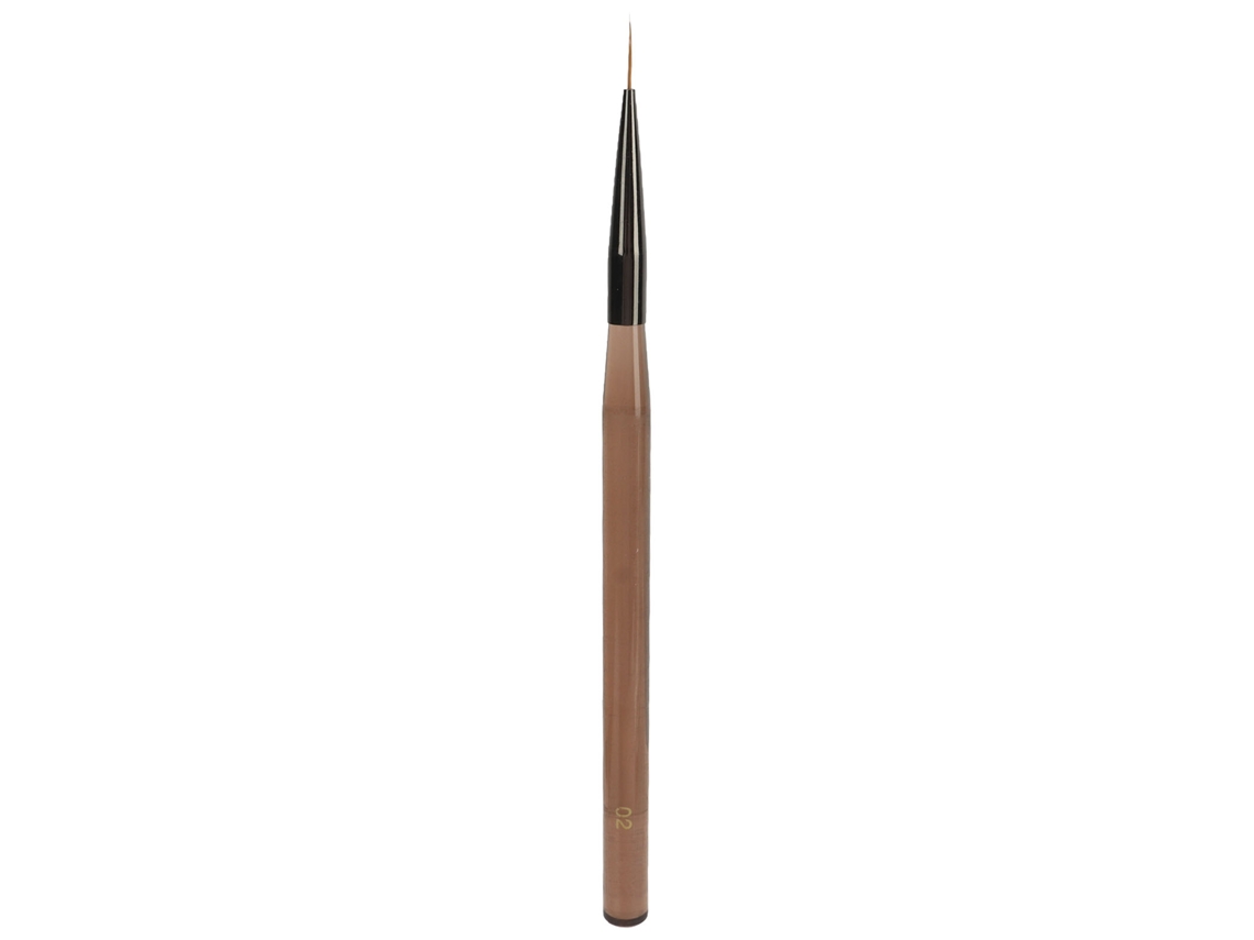 Pincel delineador de uñas profesional Varla ancho y transparente color café.
