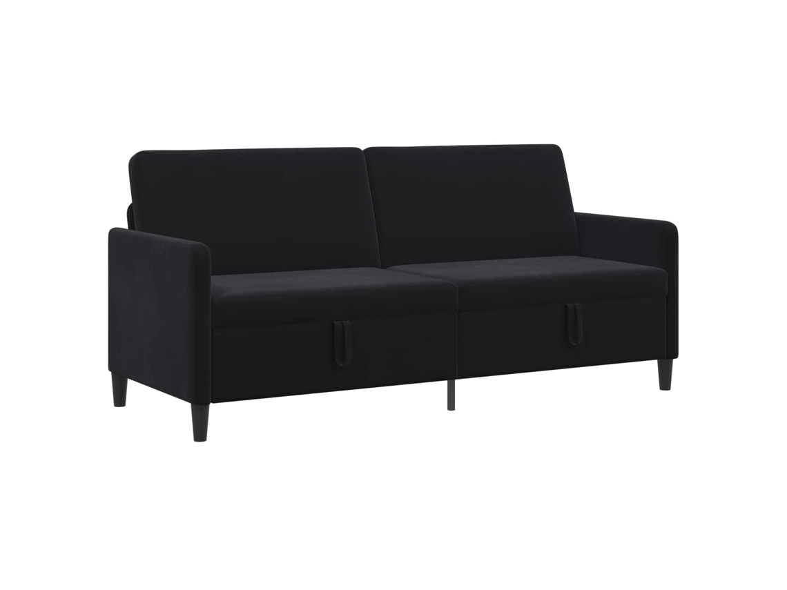 Sofá Con Almacenamiento Negro 192 X 78 X 87 Cm Poliéster