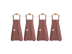 Delantal Con Pechera Para Cocinar, Ajustable, De Mezcla De Algodón Y Poliéster, Con Diseño Funcional, Con 2 Bolsillos, Ideal Para Cocinar, Hornear, Ja