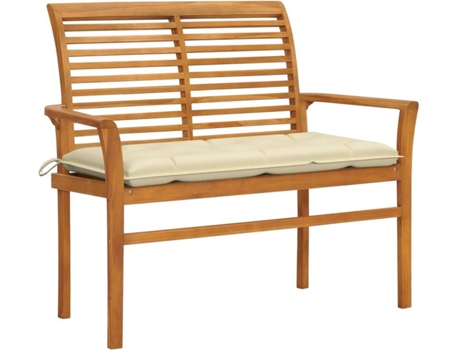 Banco de jardín VIDAXL Blanco Teca (112x55x94 cm)