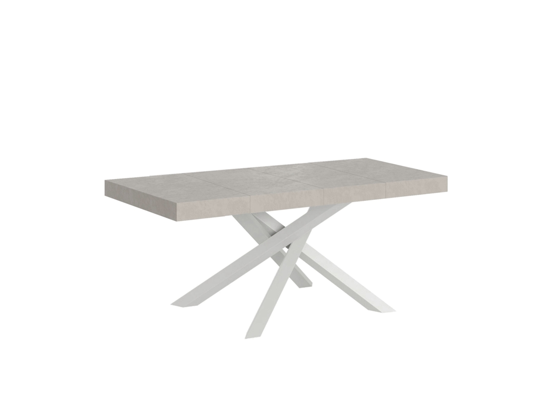 Mesa extensible Volantis Premium Cashmere 120/224x90 cm con patas blancas Itamoby
