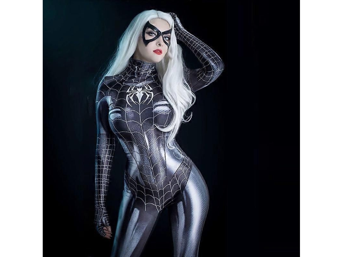 Traje De Cosplay De Spider-man/venom Para Mujer Monopieza Halloween Talla 3xl Negro 3xl Negro C