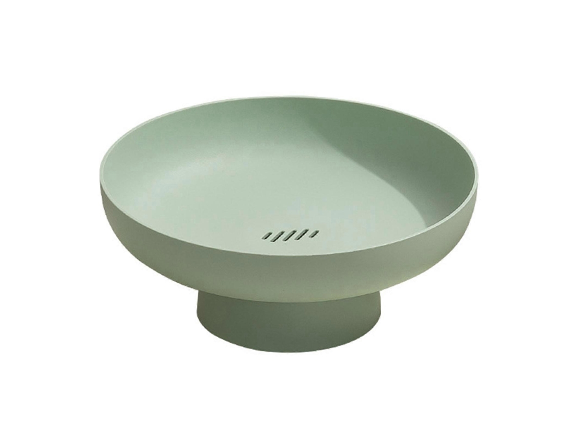 Frutero multifuncional de plástico, sencillo y práctico, con base extraíble, ideal para el salón y la cocina. Color verde.