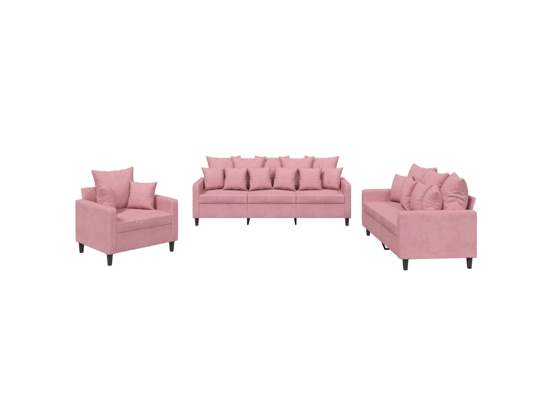 Maison Exclusive - Juego De Sofás Con Cojines 3 Piezas Terciopelo Rosa