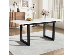 Mesa de comedor extensible multifuncional en acero blanco de estilo industrial