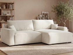 Sofá Cama 3 Plazas BUDWING Lauren Beige + Chaise c/ Almacenamiento Integrado (269 x 158 x 96 cm - Reversible Lado Derecho/Izquierdo)