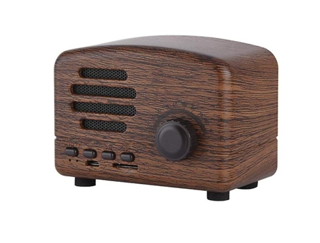 Altavoz Bluetooth inalámbrico retro portátil con sintonizador de rueda de graves micrófono estéreo USB con soporte para tarjeta Tfcard marrón BISBI...