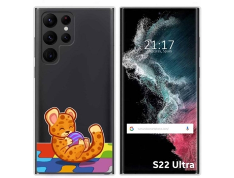 Carcasa Samsung Galaxy S22 Ultra 5G TUMUNDOSMARTPHONE Dibujos Transparente Leopardo Multicolor