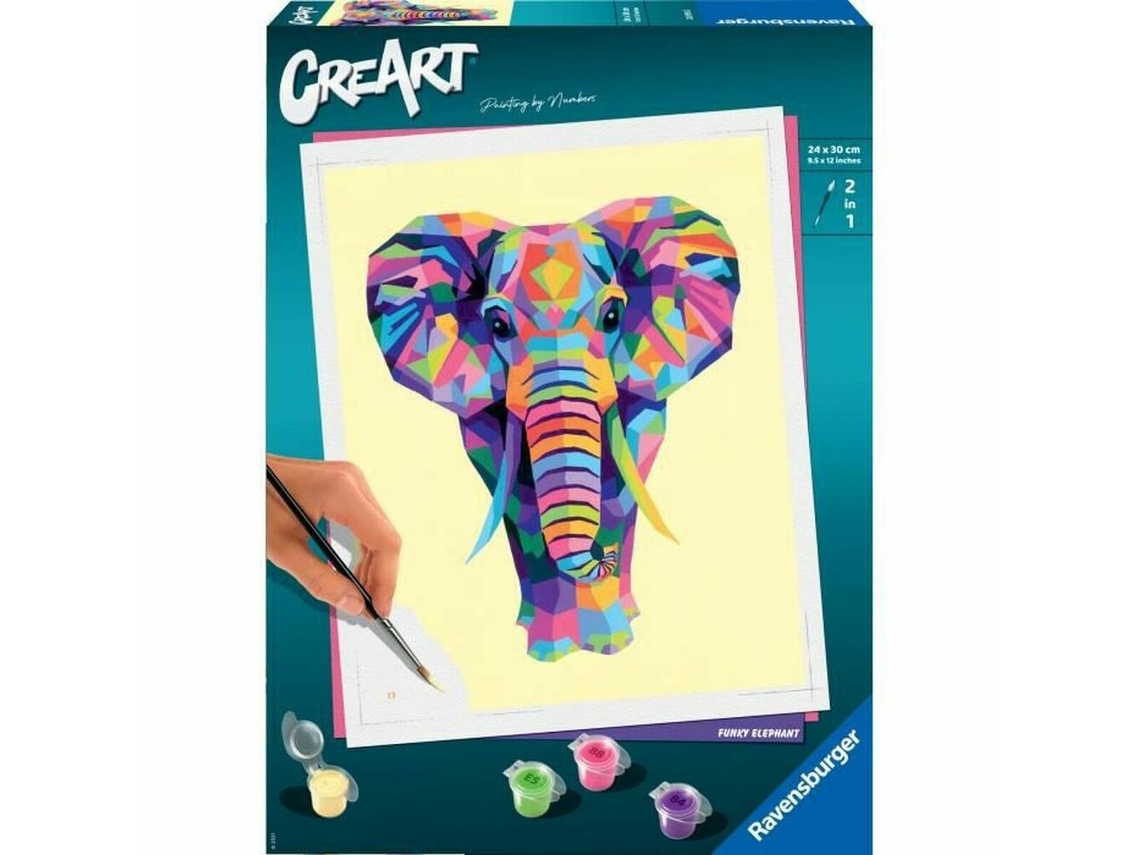 Juego Creativo RAVENSBURGER Dibujos para pintar  CreArt Large Elephant 24 x 30 cm (Edad Mínima Recomendada: 12 años)