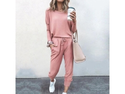2026-conjunto De Pijama Para Mujer De Dos Piezas Con Bolsillos Y Corte Amplio Cpw 3xl Rosa