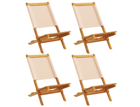 Conjunto 4 Silla De Jardín VIDAXL Beige Madera