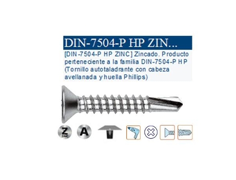 Tornillo autotaladrante 7504-p hp plana ph2 4,8x25 abp4825 (caja 5 unidades)
