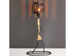Candelabro decorativo de hierro forjado con cordón de junco.
