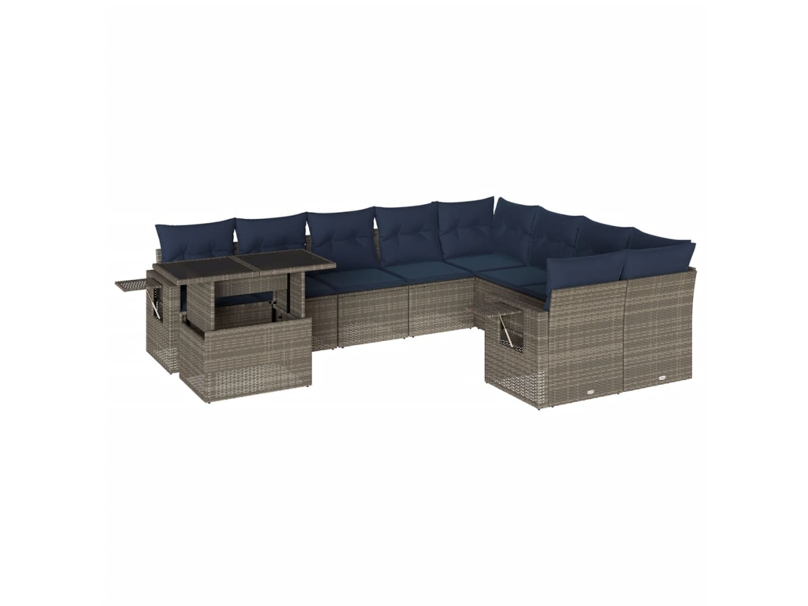 Maison Exclusive - Conjunto De Sofá De Jardín De 10 Piezas Con Cojines, Poliratán Gris