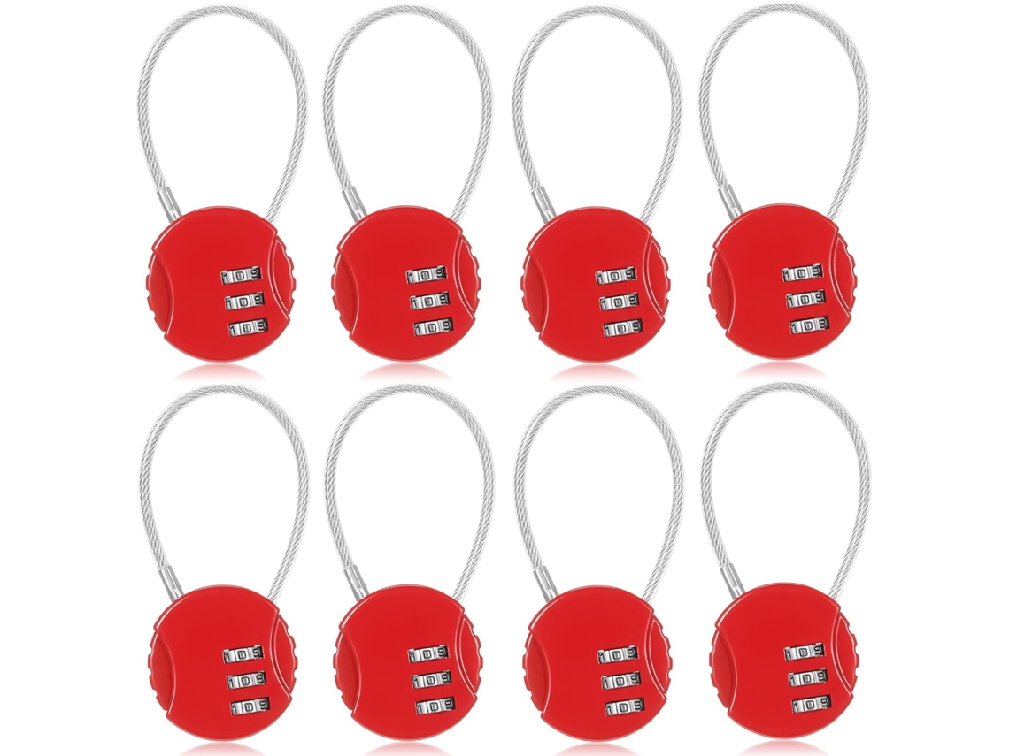 Candado de combinación para equipaje, 8 candados antirrobo de cable redondo, aptos para mochilas y maletas Cuich
