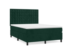 Maison Exclusive - Cama Box Spring Con Colchón Terciopelo Verde Oscuro 140x200 Cm