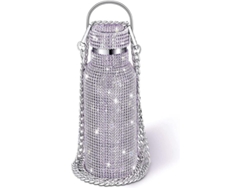 Botella Termo Aislada De Acero Inoxidable Con Grabado De Diamante Y Cadena.