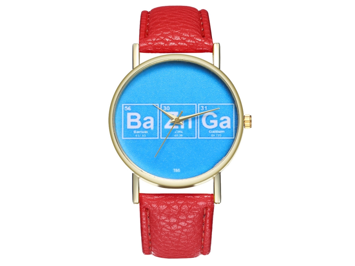 Reloj De Cuarzo Con Correa De Cuero Pu Letras Moda Números Romanos Unisex Rojo