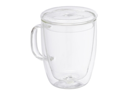 Relaxdays Copos De Café Duplos, Conjunto De 2, 500 Ml, Copos De Chá Com Pega E Tampa, Vidro Borossilicato, Transparente