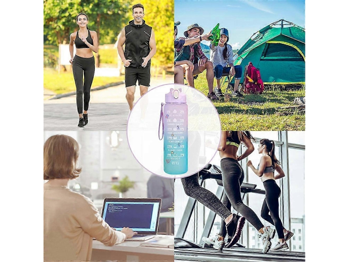 Botella De Agua Deportiva Para Gimnasio, Viaje, Bebida, Botella A Prueba De Fugas Con Pajita Rosewell