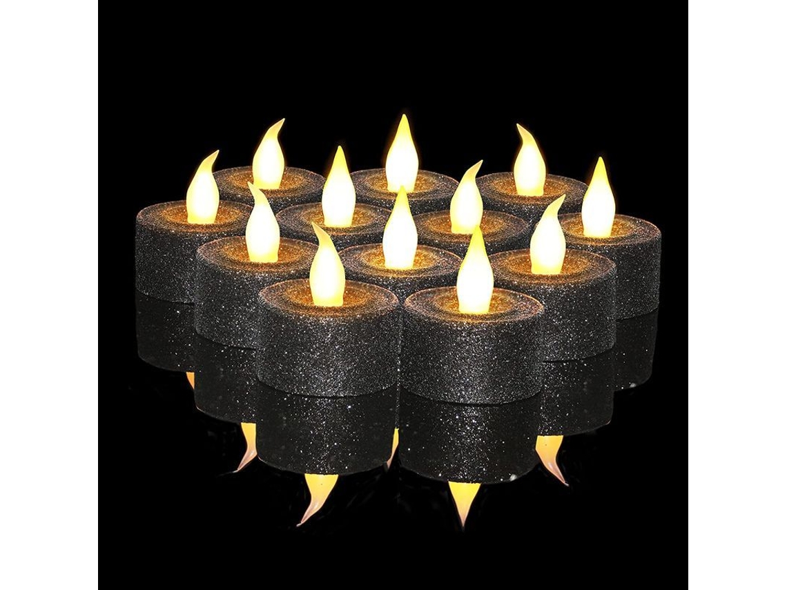 Velas Led Negras Operadas Por Batería Con Temporizador 6/18, Velas Tealight Sin Llama Para Halloween