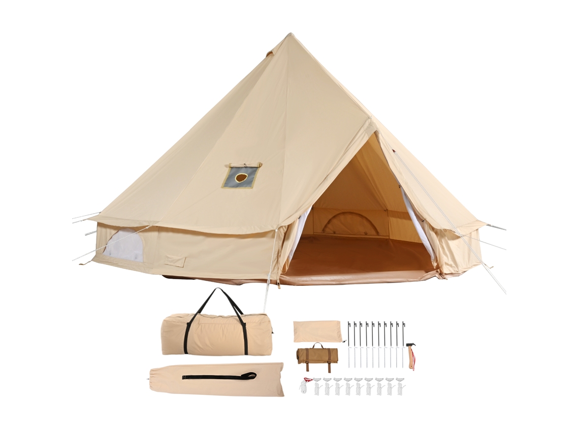 Tienda de lona SucceBuy de 3 m
Tienda de campaña tipo yurta Bell para acampar
Capacidad para hasta 4 personas
Con ventilación de chimenea