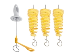 Cortador de papas en espiral, 4 piezas, acero inoxidable, reutilizable, manual, corte uniforme, fácil de usar. Everley891