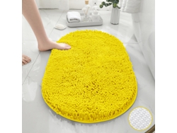 Alfombra de Baño LUUCOZK Antideslizantes Absorbentes Secado Rápido Parte Inferior Ovalada Poliéster Amarillo (50x80cm)