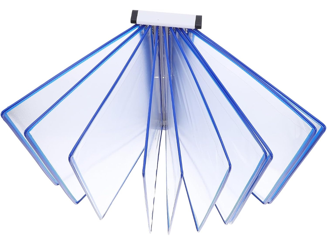 Portadocumentos Colgante De Pared Tamaño A4 Con 10 Bolsillos Con Tapa Abatible, De Hierro Y Pvc