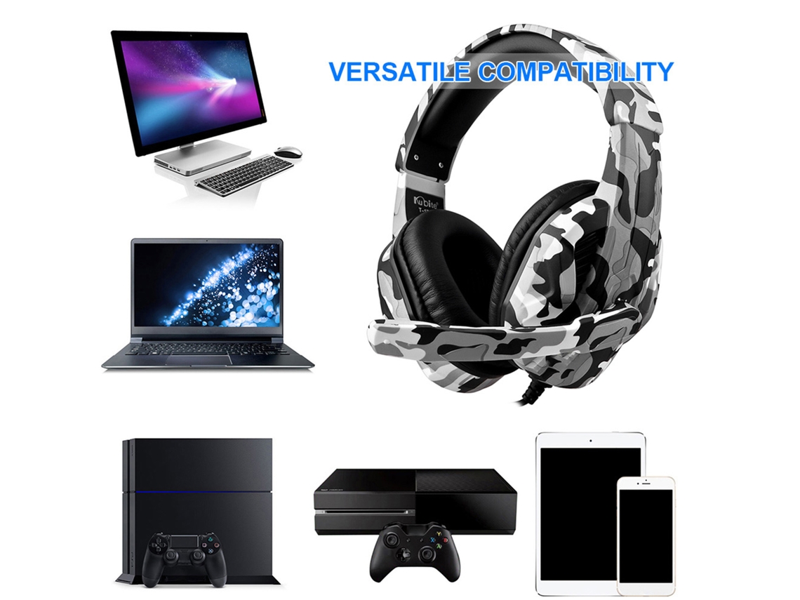 Auriculares Supraaurales Para Juegos Kubite T-173 Con Cable De 3,5 Mm, Micrófono Y Control De Volumen.